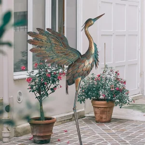 1pc Crane Statue for Garden Decor