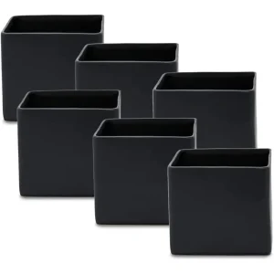 Serene Spaces Living Set of 6 Matte Black Ceramic Vases