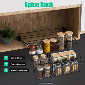 3 Tier Pull Down Spice Rack Metal Storage Shelf