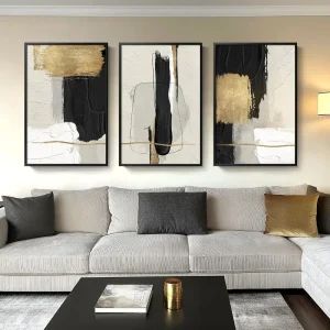 Large Framed Black and White Abstract Wall Art